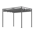 10' x 7' Retractable Pergola Canopy, Outdoor Sun Shade, Grey
