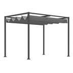 10' x 7' Retractable Pergola Canopy, Outdoor Sun Shade, Grey