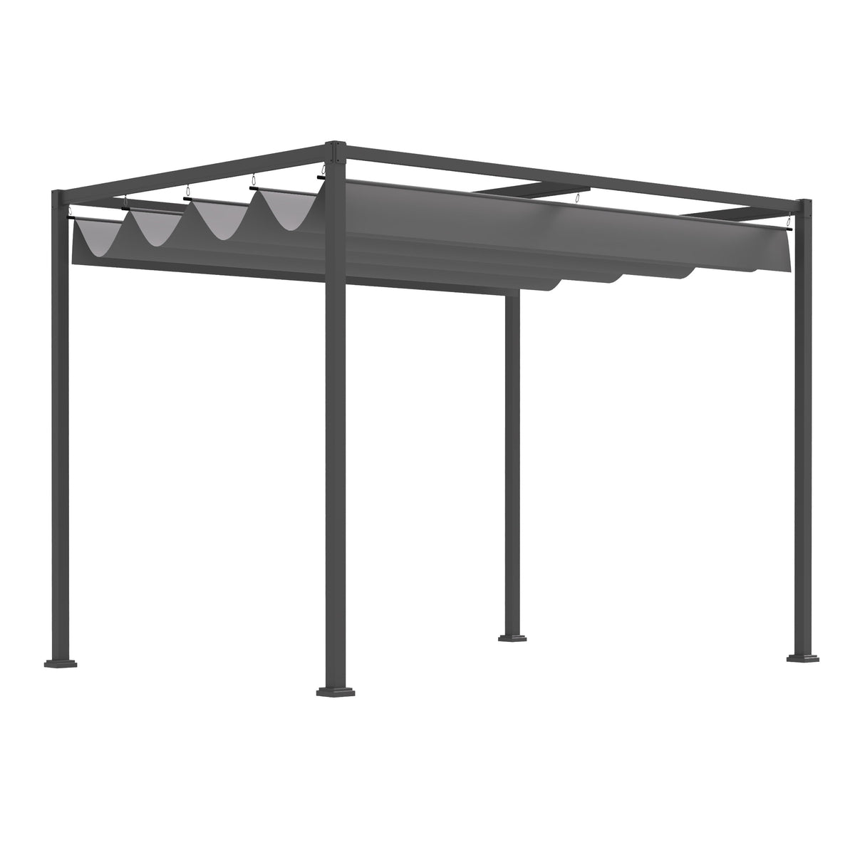 10' x 7' Retractable Pergola Canopy, Outdoor Sun Shade, Grey