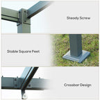 10' x 7' Retractable Pergola Canopy, Outdoor Sun Shade, Grey