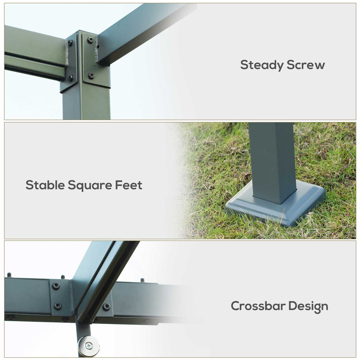 10' x 7' Retractable Pergola Canopy, Outdoor Sun Shade, Grey