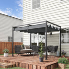 10' x 7' Retractable Pergola Canopy, Outdoor Sun Shade, Grey