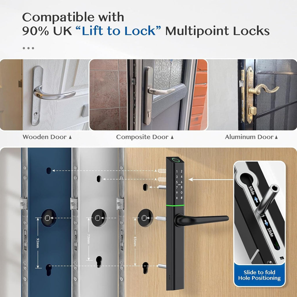 EA 225 Slim Double-Side Weatherproof Smart Lock for UPVC, Composite, Wooden & Aluminium Doors