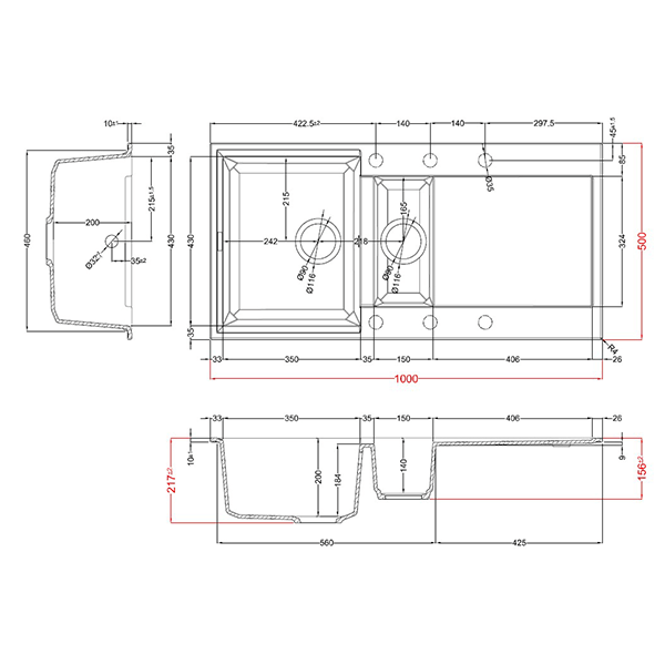 Easy 475 Granite Composite 1.5 Bowl Kitchen Sink - All Colours
