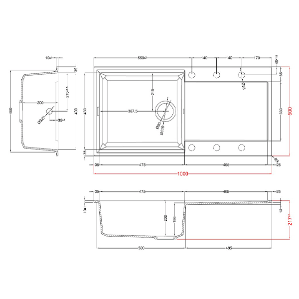 Easy 480 Granite Composite 1 Bowl Kitchen Sink - All Colours