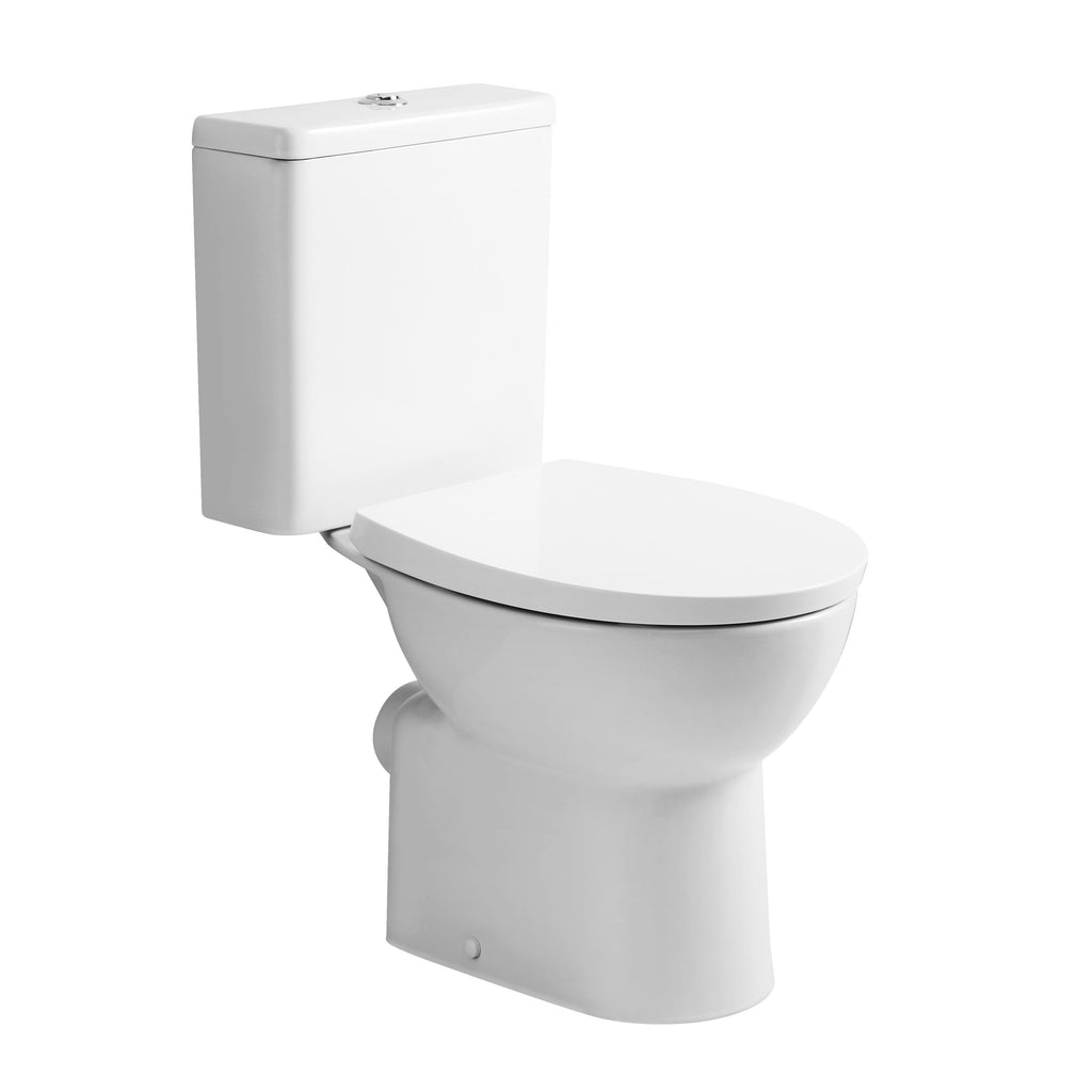 Oasis Rimless Close Coupled Toilet With Cistern & Soft Close Seat - White