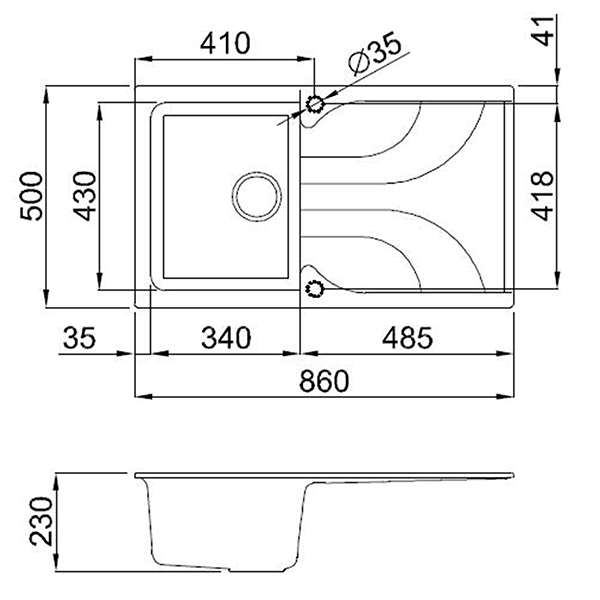 Ego 400 Elleci Granite 1 Bowl Kitchen Sink - All Colors