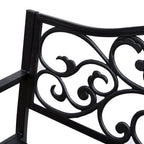 Garden Bench Outdoor Loveseat with Floral Pattern Cast Metal, 50" x 23.6" x 35", Black