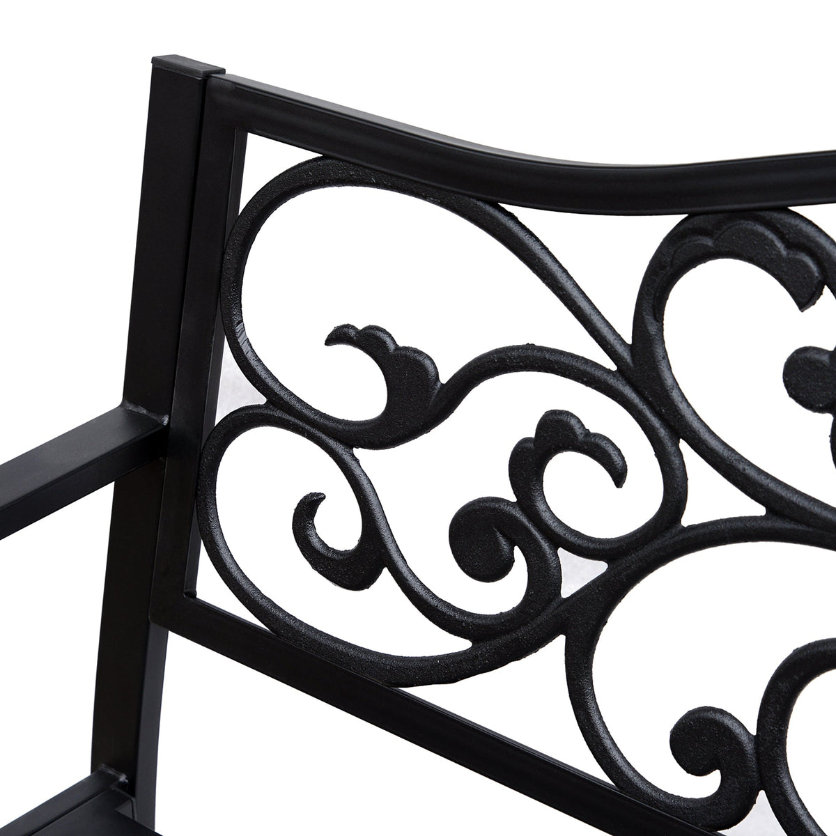 Garden Bench Outdoor Loveseat with Floral Pattern Cast Metal, 50" x 23.6" x 35", Black
