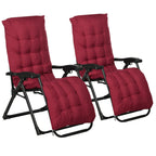 Reclining Zero Gravity Chair Set of 2, Folding Garden Chairs Set w/ Cushion, Wine Red