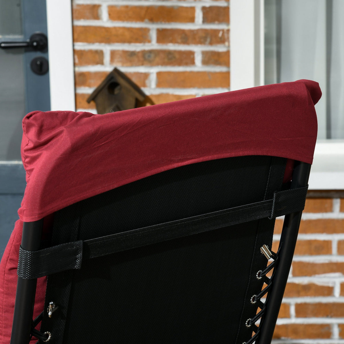 Reclining Zero Gravity Chair Set of 2, Folding Garden Chairs Set w/ Cushion, Wine Red