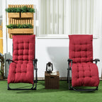 Reclining Zero Gravity Chair Set of 2, Folding Garden Chairs Set w/ Cushion, Wine Red