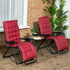 Reclining Zero Gravity Chair Set of 2, Folding Garden Chairs Set w/ Cushion, Wine Red