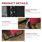 Reclining Zero Gravity Chair Set of 2, Folding Garden Chairs Set w/ Cushion, Wine Red