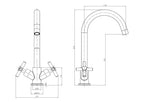Elmbridge Crosshead Basin Mixer Tap with Click Clack Waste - Chrome