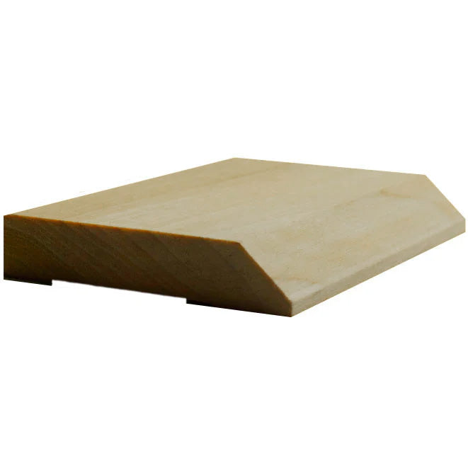 Image of EWCA39 wood Beveled 3-1/2 inch Casing Trim Moulding cross section on a white background. 