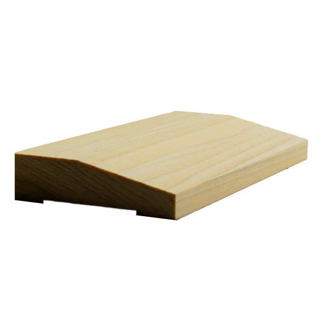 Image of EWCA42 wood Beveled 3-1/2 inch Casing Trim Moulding cross section on a white background. 