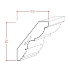 EWCR11 Crown 3/4" x 2-5/8" Unfinished 1-7/8" High x 1-3/4" Deep