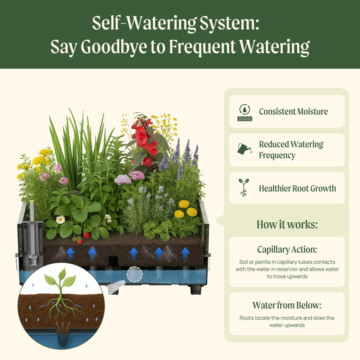 EZCube Self-Watering Planter 21" x 24"
