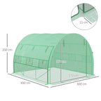 3 x 3 x 2m Polytunnel Greenhouse with Roll-up Side Walls, Reinforced Cover & 6 Mesh Windows, Green