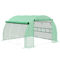 3 x 3 x 2m Polytunnel Greenhouse with Roll-up Side Walls, Reinforced Cover & 6 Mesh Windows, Green