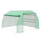 3 x 3 x 2m Polytunnel Greenhouse with Roll-up Side Walls, Reinforced Cover & 6 Mesh Windows, Green