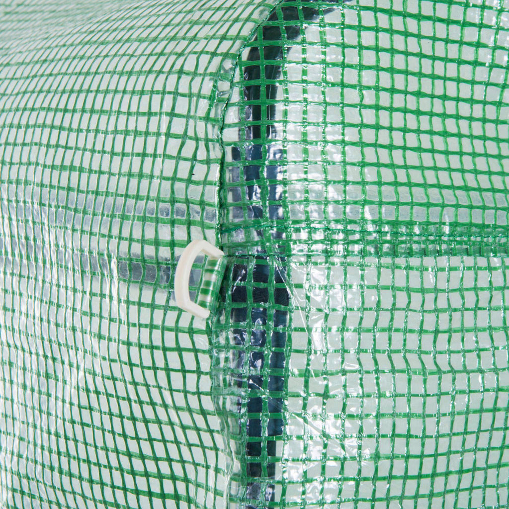 3 x 3 x 2m Polytunnel Greenhouse with Roll-up Side Walls, Reinforced Cover & 6 Mesh Windows, Green