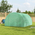 3 x 3 x 2m Polytunnel Greenhouse with Roll-up Side Walls, Reinforced Cover & 6 Mesh Windows, Green