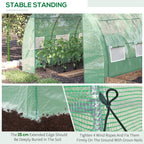 3 x 3 x 2m Polytunnel Greenhouse with Roll-up Side Walls, Reinforced Cover & 6 Mesh Windows, Green