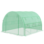 3 x 3 x 2m Polytunnel Greenhouse with Roll-up Side Walls, Reinforced Cover & 6 Mesh Windows, Green