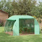 3 x 3 x 2m Polytunnel Greenhouse with Roll-up Side Walls, Reinforced Cover & 6 Mesh Windows, Green