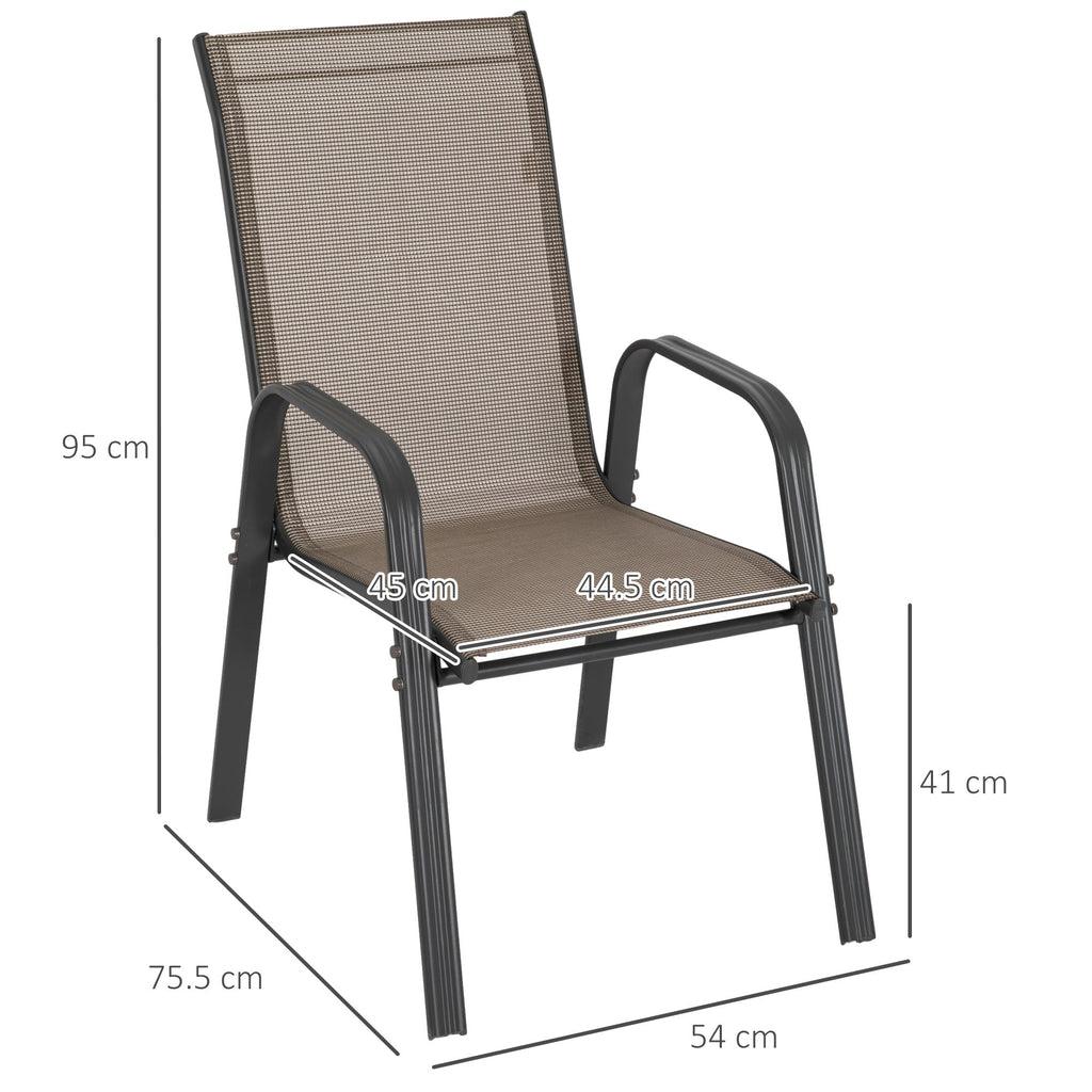 4 Pieces Garden Chairs with High Backrest and Armrest, Dark Grey