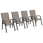4 Pieces Garden Chairs with High Backrest and Armrest, Dark Grey