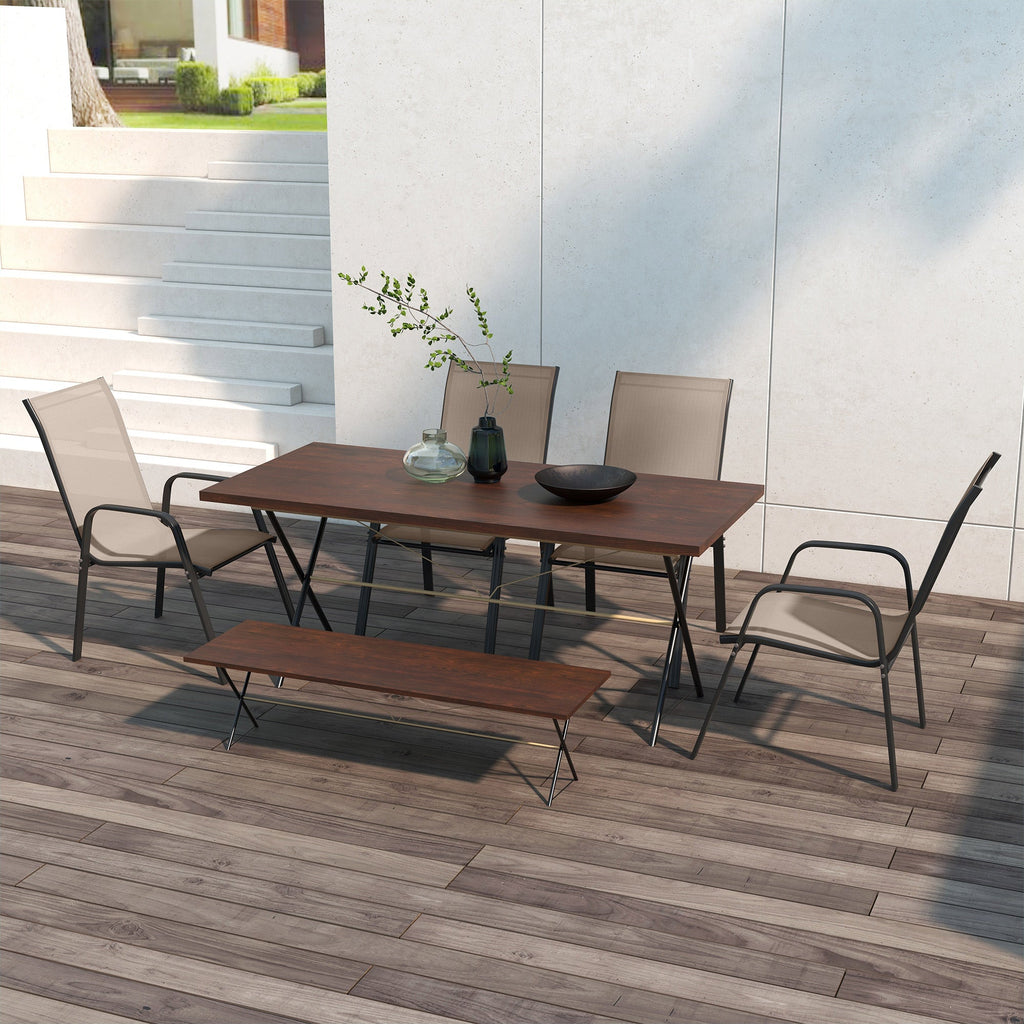 4 Pieces Garden Chairs with High Backrest and Armrest, Dark Grey