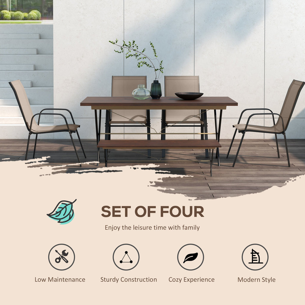 4 Pieces Garden Chairs with High Backrest and Armrest, Dark Grey