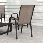 4 Pieces Garden Chairs with High Backrest and Armrest, Dark Grey