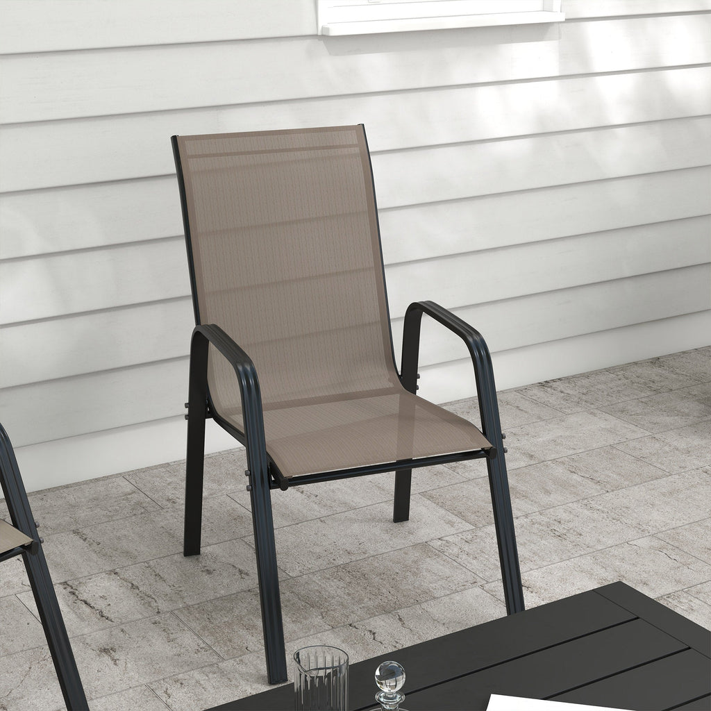 4 Pieces Garden Chairs with High Backrest and Armrest, Dark Grey