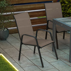 4 Pieces Garden Chairs with High Backrest and Armrest, Dark Grey