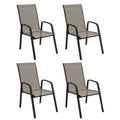 4 Pieces Garden Chairs with High Backrest and Armrest, Dark Grey