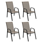 4 Pieces Garden Chairs with High Backrest and Armrest, Dark Grey
