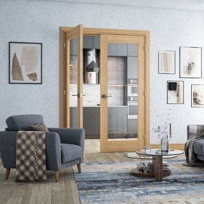 Ely Oak Prefinished 1 Glazed Light Panel Internal Door - All Sizes