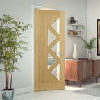 Ely Oak Prefinished 5 Glazed Light Panels Internal Door - All Sizes