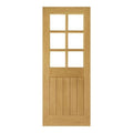 Ely Unfinished Oak Bevelled Glaze (6 Light Panels) Internal Door - All Sizes - Deanta