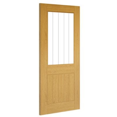 Ely Oak Unfinished 1 Half Glazed Light Panel Internal Door - All Sizes
