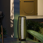 Rattan Solar Garden & Pathway Lantern with Auto On/Off LED Lighting, Gray