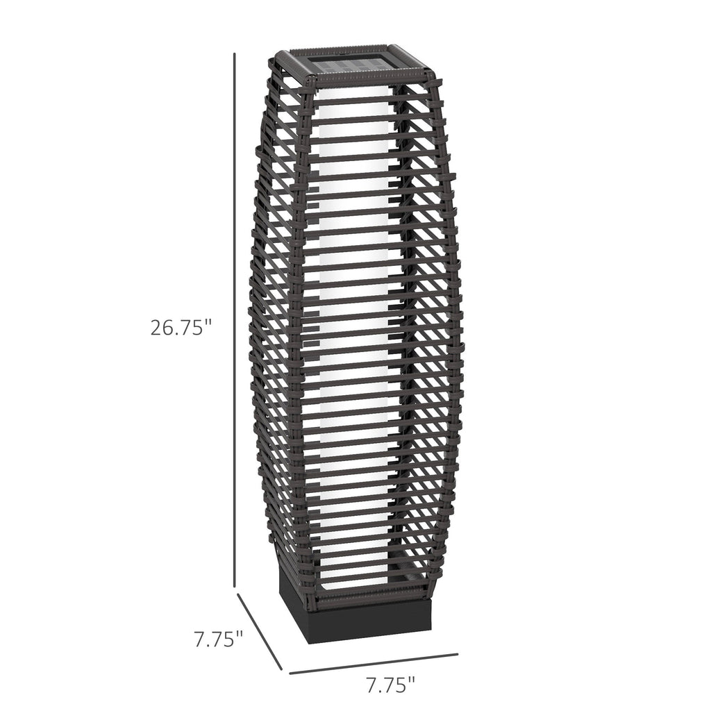 Rattan Solar Garden & Pathway Lantern with Auto On/Off LED Lighting, Gray