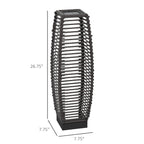 Rattan Solar Garden & Pathway Lantern with Auto On/Off LED Lighting, Gray