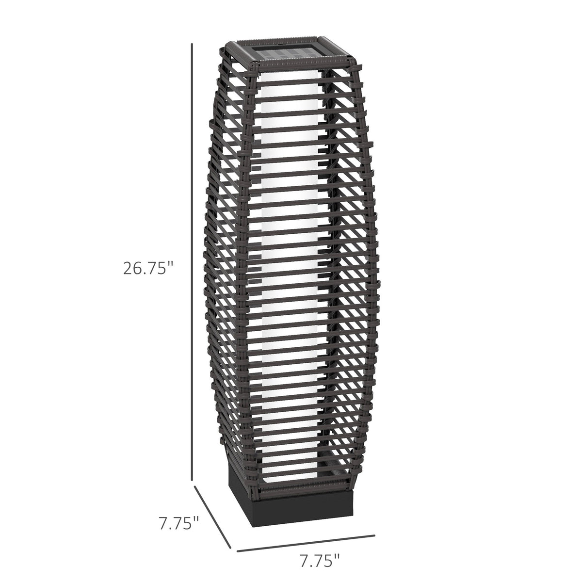 Rattan Solar Garden & Pathway Lantern with Auto On/Off LED Lighting, Gray