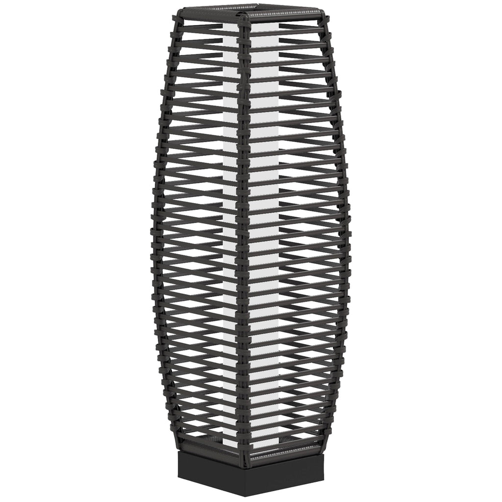 Rattan Solar Garden & Pathway Lantern with Auto On/Off LED Lighting, Gray