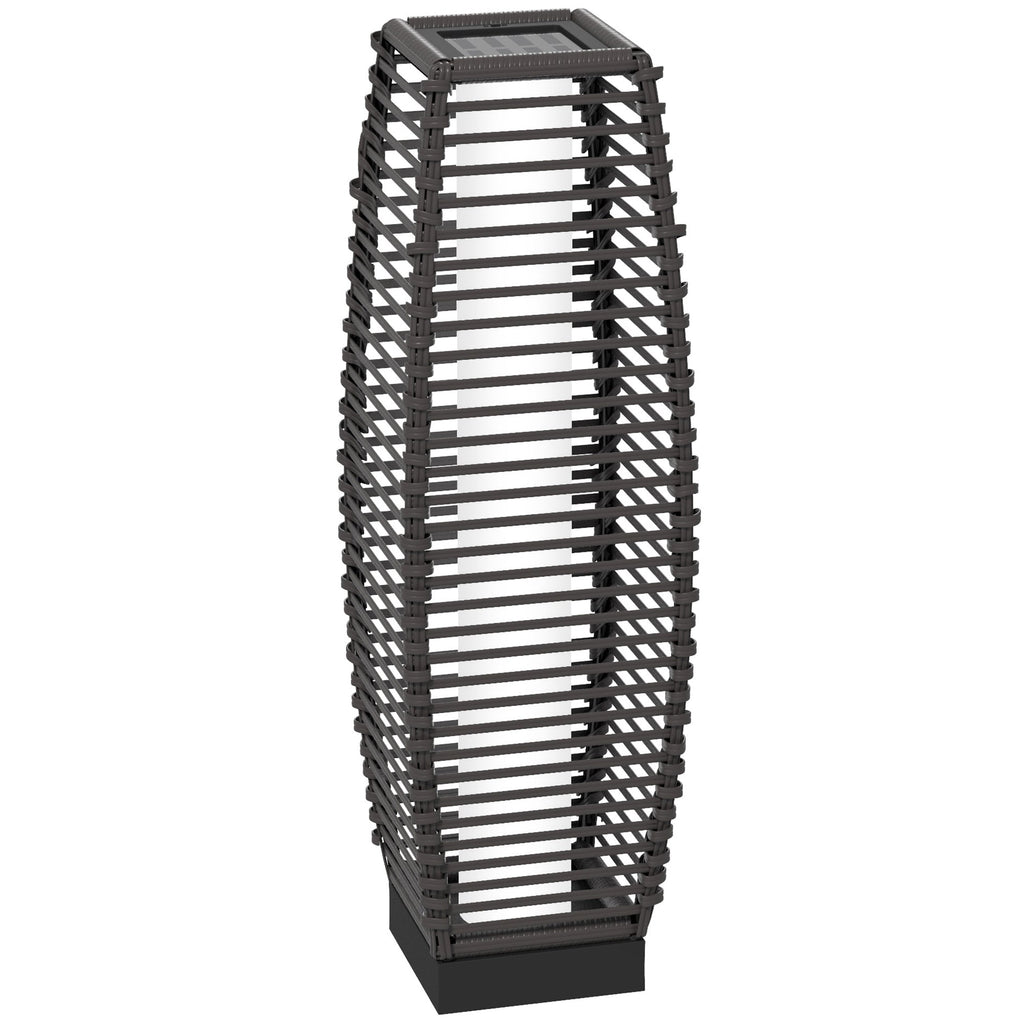 Rattan Solar Garden & Pathway Lantern with Auto On/Off LED Lighting, Gray